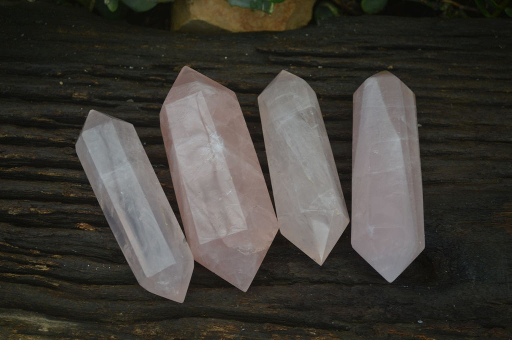 Polished Double Terminated Rose Quartz Points x 4 From Madagascar - Toprock Gemstones and Minerals 