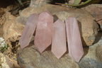 Polished Double Terminated Rose Quartz Points x 4 From Madagascar - Toprock Gemstones and Minerals 
