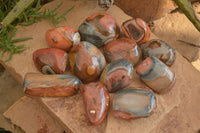 Polished One Side Polished Polychrome Jasper Nodules  x 12 From Mahajanga, Madagascar - Toprock Gemstones and Minerals 