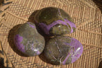 Polished Stichtite & Serpentine Free Forms With Silky Purple Threads x 3 From Barberton, South Africa - Toprock Gemstones and Minerals 