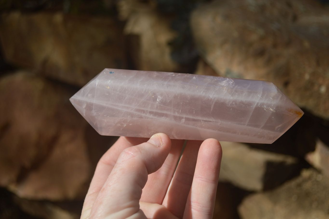 Polished Double Terminated Rose Quartz Points x 4 From Madagascar - Toprock Gemstones and Minerals 