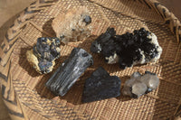 Natural Schorl Black Tourmaline Specimens x 6 From Erongo, Namibia - Toprock Gemstones and Minerals 