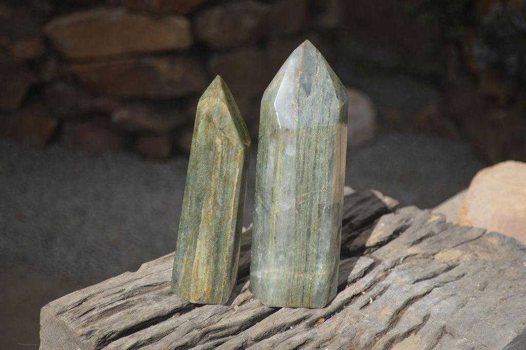 Polished Banded Green Fuchsite Quartz Points  x 3 From Madagascar - Toprock Gemstones and Minerals 