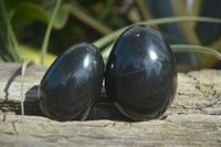 Polished Black Basalt Gemstone Eggs x 6 From Antsirabe, Madagascar