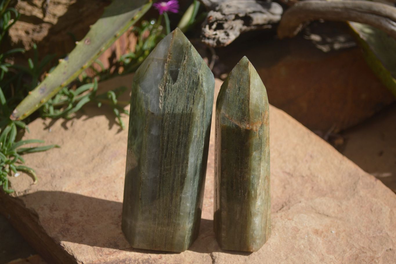 Polished Banded Green Fuchsite Quartz Points  x 3 From Madagascar - Toprock Gemstones and Minerals 