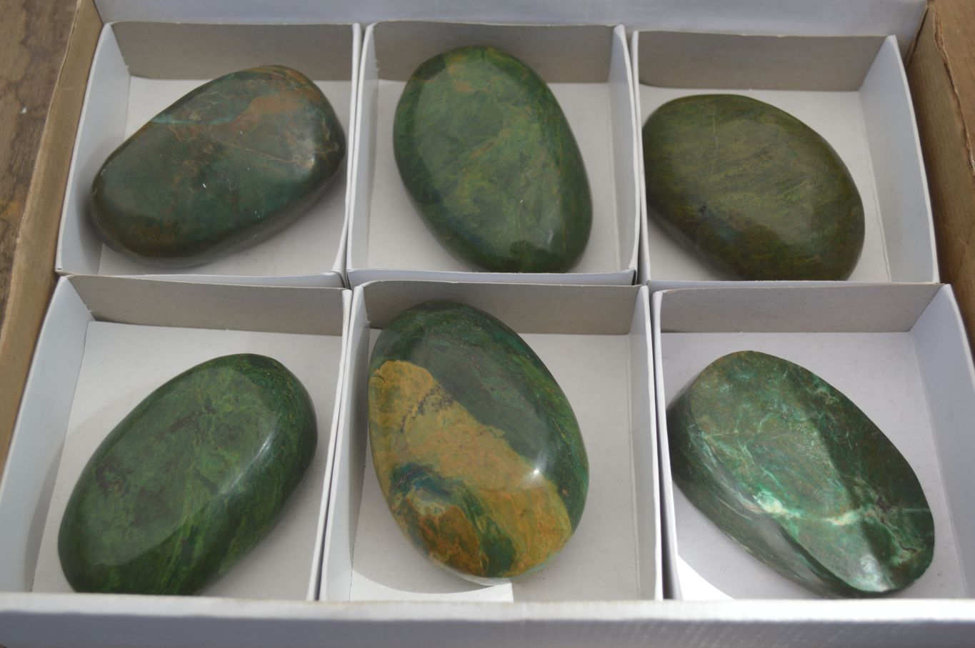 Polished Green Verdite Free Forms x 6 From Zimbabwe - Toprock Gemstones and Minerals 