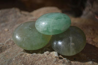 Polished Emerald Fluorite Palm Stones  x 20 From Madagascar