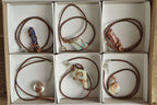 Polished Mixed Jewellery Free Forms With Copper Art Wire Pendants x 6 From Southern Africa - TopRock