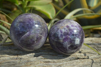 Polished Chevron Amethyst Spheres x 2 From Zambia - Toprock Gemstones and Minerals 