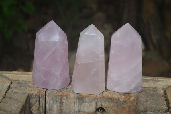 Polished Gemmy Pink Rose Quartz Points  x 3 From Madagascar - Toprock Gemstones and Minerals 