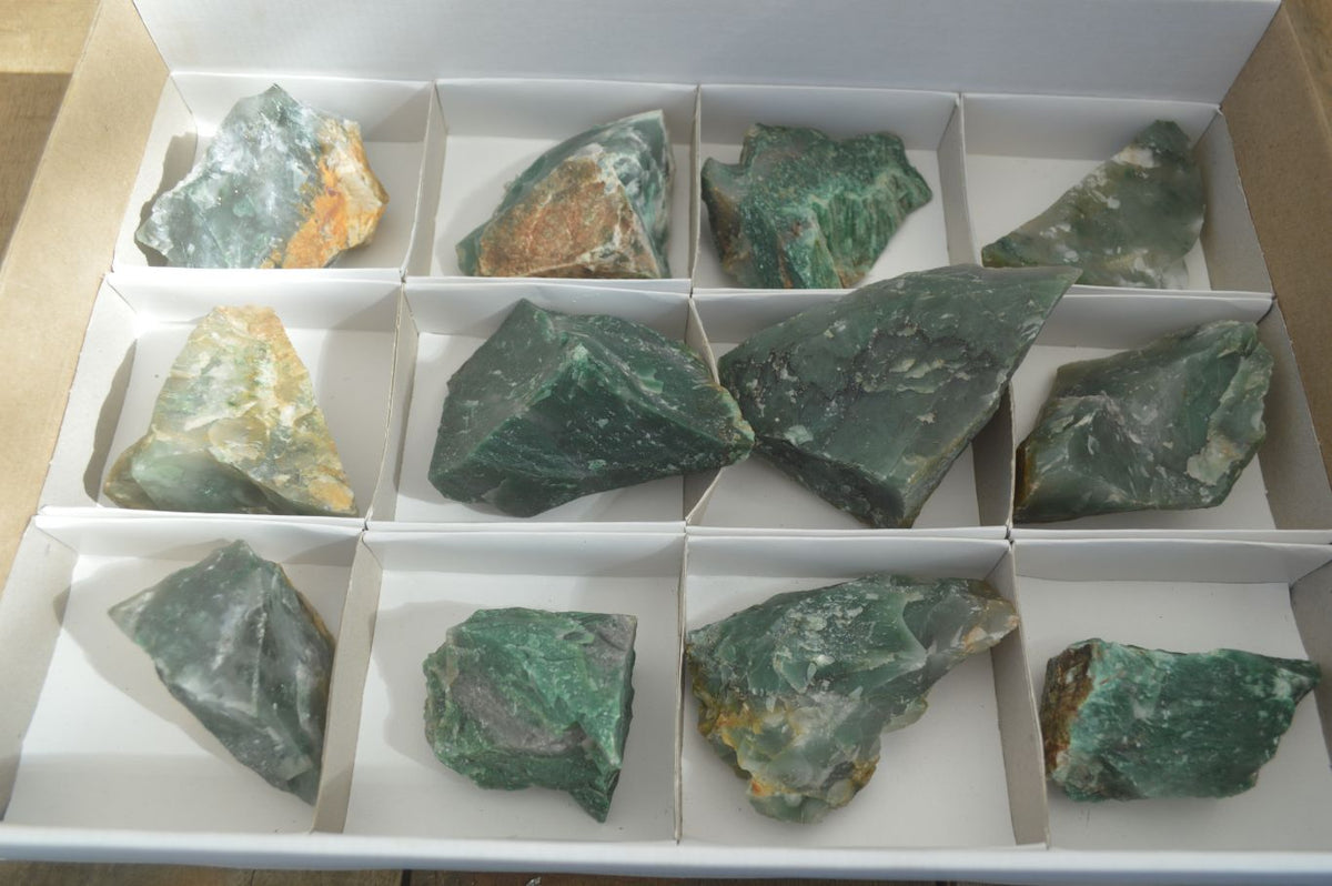 Natural Rough Jade Cobbed Specimens x 12 From Swaziland - Toprock Gemstones and Minerals 