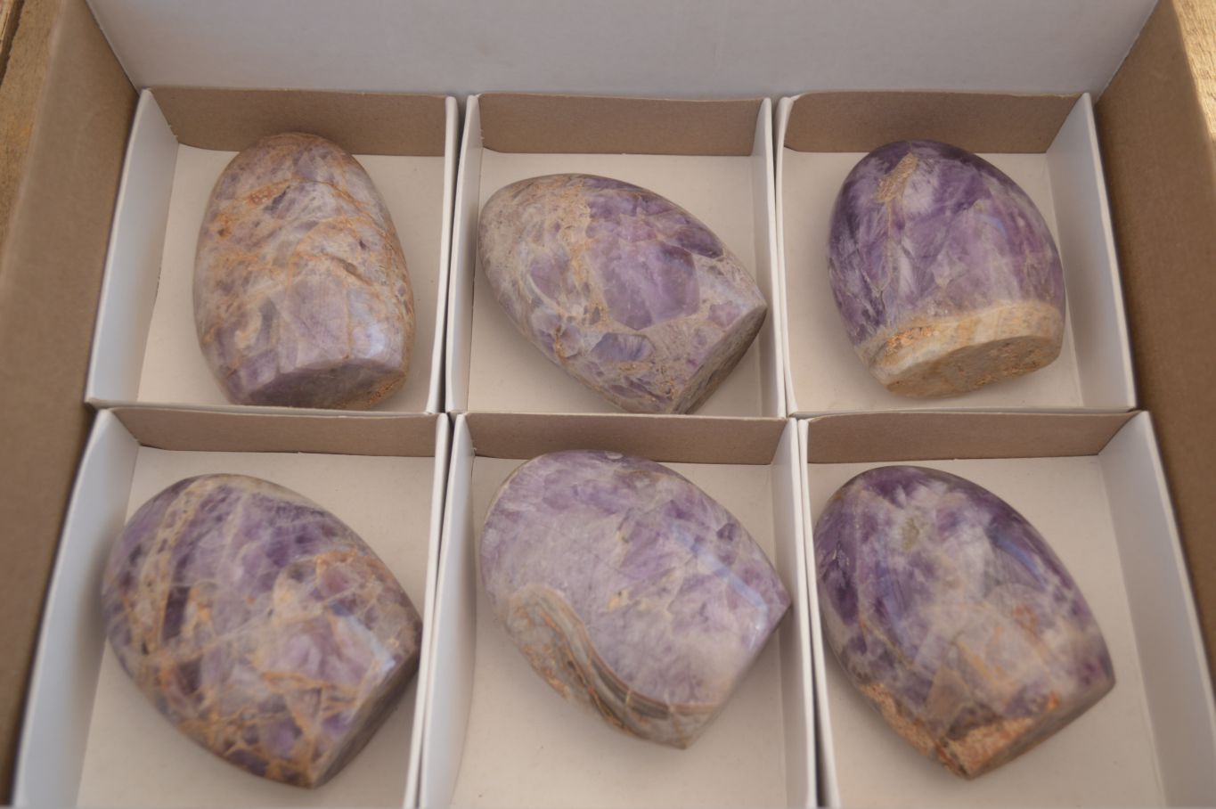 Polished  Dream Amethyst Standing Free Forms x 6 From Madagascar - Toprock Gemstones and Minerals 