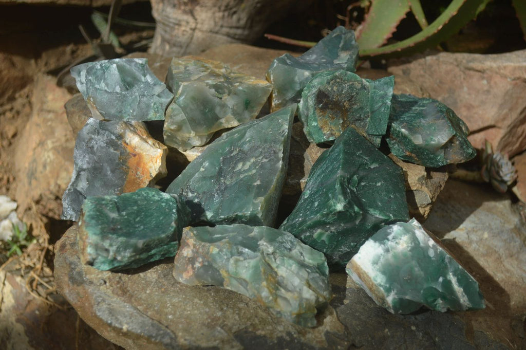 Natural Rough Jade Cobbed Specimens x 12 From Swaziland - Toprock Gemstones and Minerals 