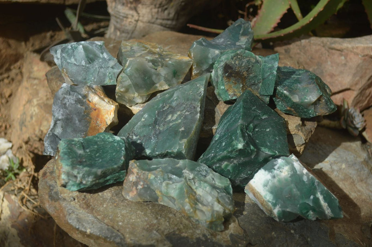 Natural Rough Jade Cobbed Specimens x 12 From Swaziland - Toprock Gemstones and Minerals 