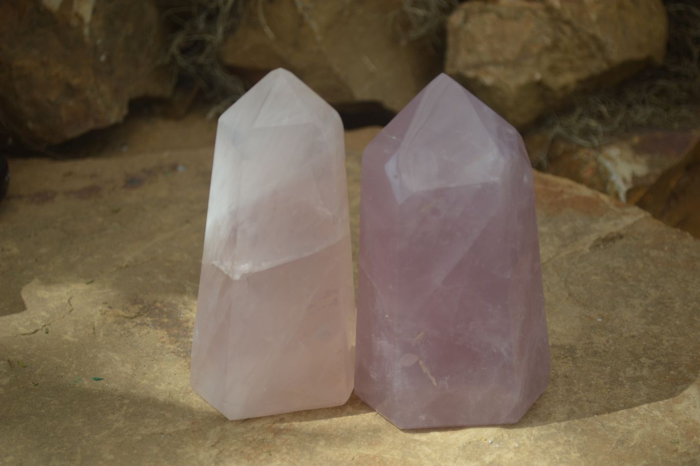 Polished Gemmy Pink Rose Quartz Points  x 3 From Madagascar - Toprock Gemstones and Minerals 