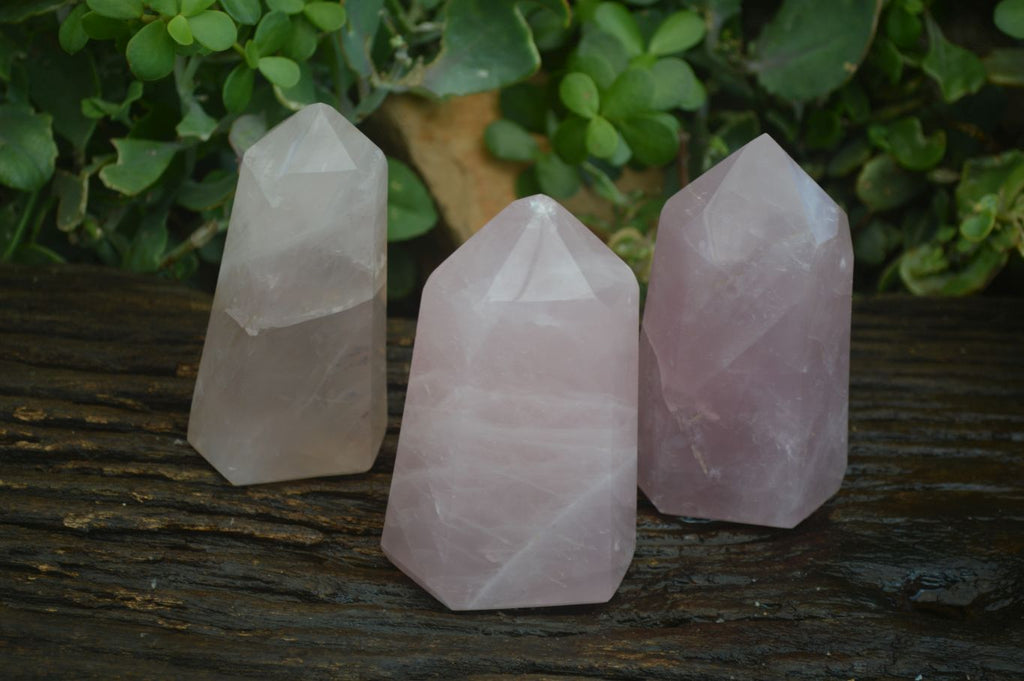 Polished Gemmy Pink Rose Quartz Points  x 3 From Madagascar - Toprock Gemstones and Minerals 