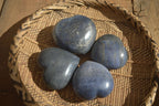 Polished  Blue Lazulite Gemstone Hearts  x 4 From Madagascar - Toprock Gemstones and Minerals 