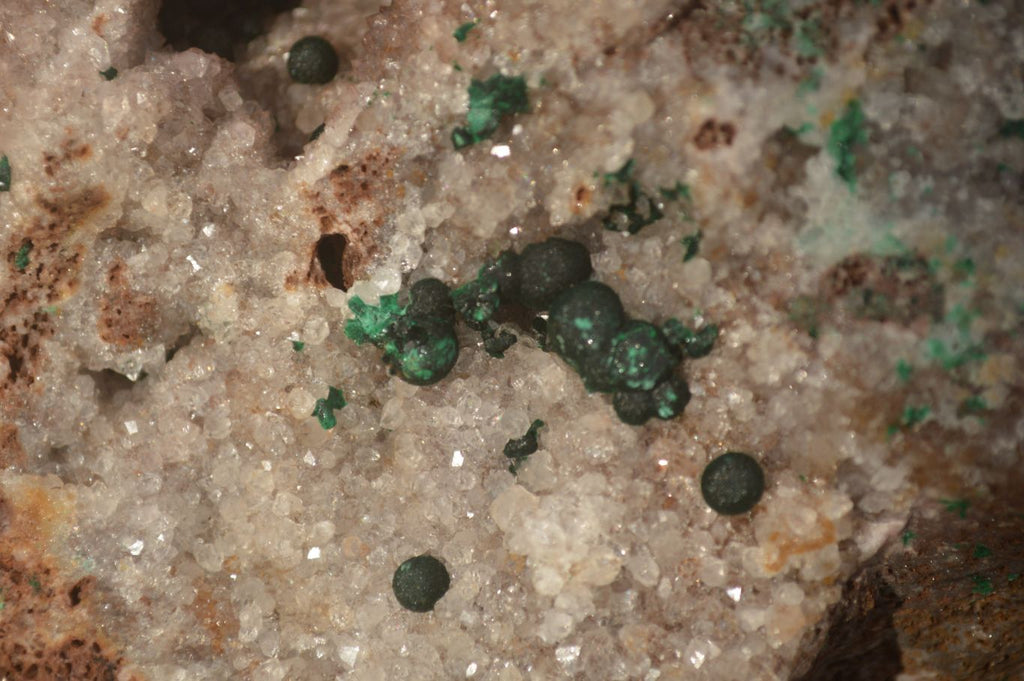 Natural Rare Ball Malachite On Drusy Quartz & Dolomite Matrix  x 1 From Kambove, Congo - Toprock Gemstones and Minerals 