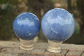 Polished Blue Lazulite Spheres  x 2 From Madagascar - Toprock Gemstones and Minerals 