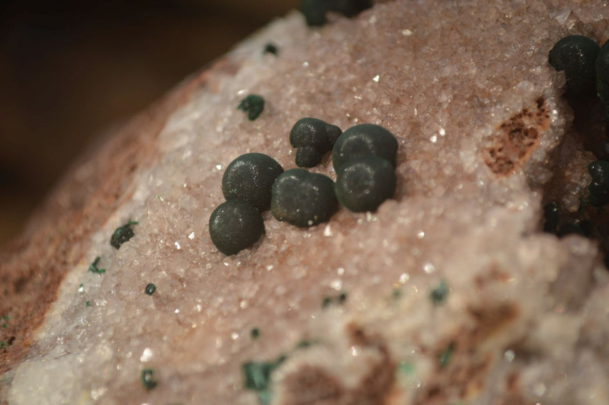 Natural Rare Ball Malachite On Drusy Quartz & Dolomite Matrix  x 1 From Kambove, Congo - Toprock Gemstones and Minerals 