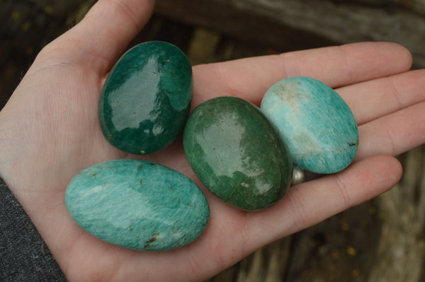 Polished Highly Selected Amazonite Gallet/ Palm Stones x 24 From Madagascar - TopRock