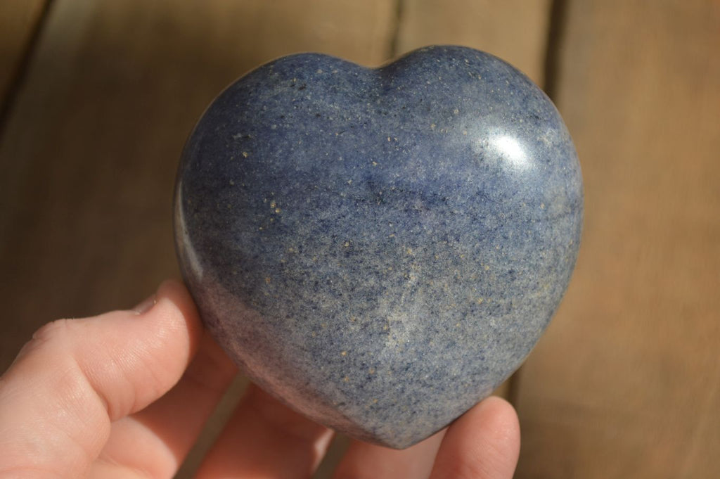Polished  Blue Lazulite Gemstone Hearts  x 4 From Madagascar - Toprock Gemstones and Minerals 