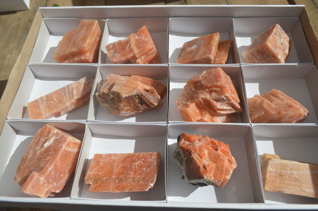 Natural New Sunset Orange Calcite Specimens  x 12 From Spitzkop, Namibia - Toprock Gemstones and Minerals 