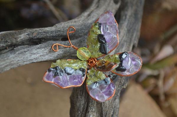 Polished Small Gemstone Butterfly Fridge Magnets - sold per piece -  From South Africa - TopRock