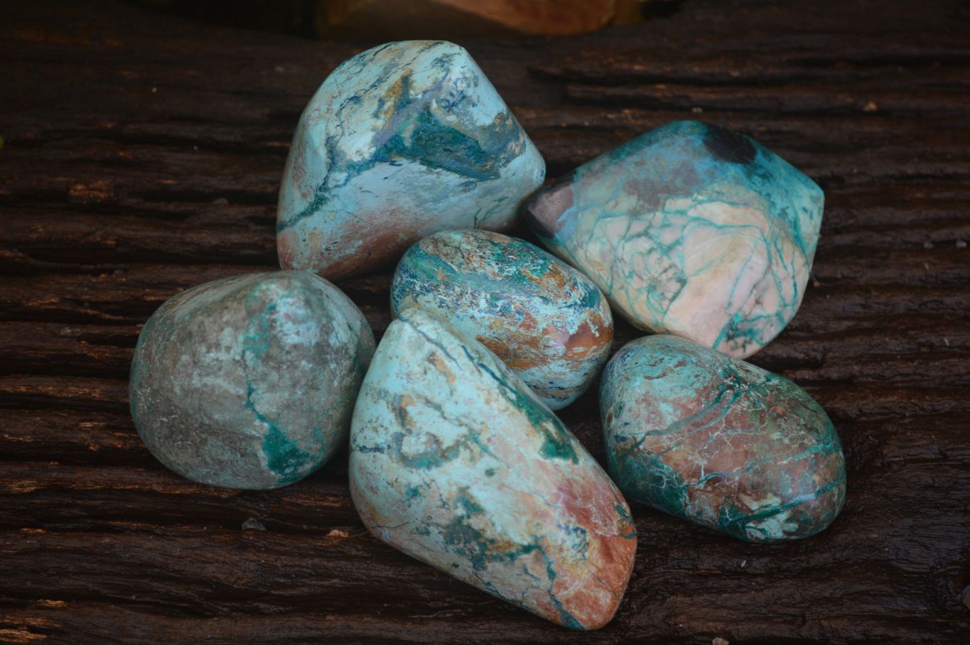 Polished Blue Shattuckite Free Forms  x 6 From Kaokoveld, Namibia - Toprock Gemstones and Minerals 