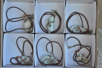 Polished Blue Smithsonite Aragonite Pendants Wrapped In Copper & Metal Wire x 6 From Congo - TopRock