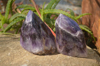Polished Chevron Amethyst Points x 2 From Zambia