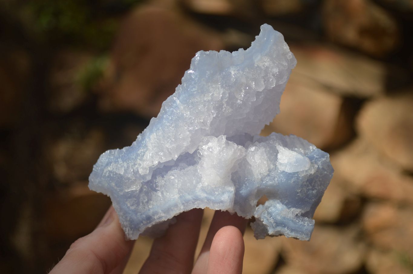 Natural Etched Blue Chalcedony Specimens  x 6 From Nsanje, Malawi - Toprock Gemstones and Minerals 