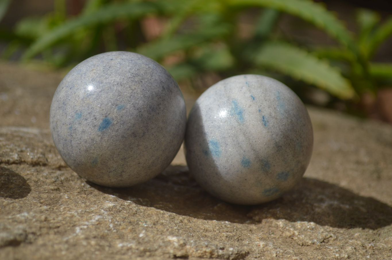 Polished Blue Spotted Spinel Quartz Spheres x 6 From Madagascar - Toprock Gemstones and Minerals 