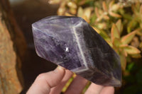 Polished Chevron Amethyst Points x 2 From Zambia