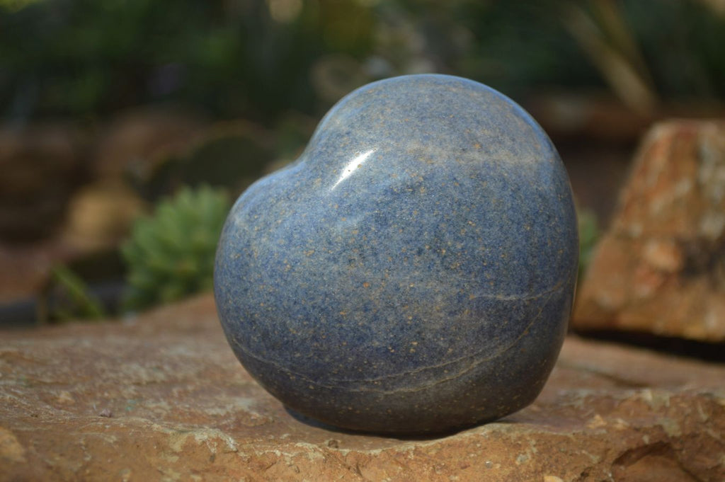 Polished  Blue Lazulite Gemstone Hearts  x 4 From Madagascar - Toprock Gemstones and Minerals 