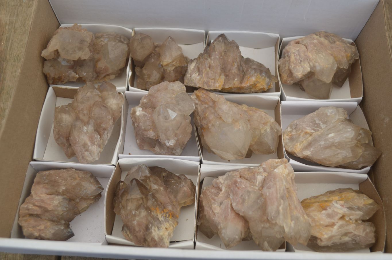 Natural Smokey Quartz Clusters x 12 From Congo - Toprock Gemstones and Minerals 