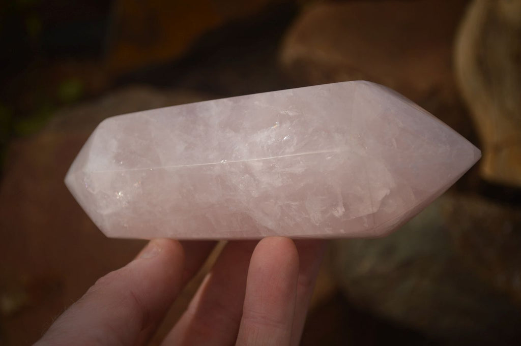Polished Double Terminated Rose Quartz Points x 4 From Ambatondrazaka, Madagascar - Toprock Gemstones and Minerals 