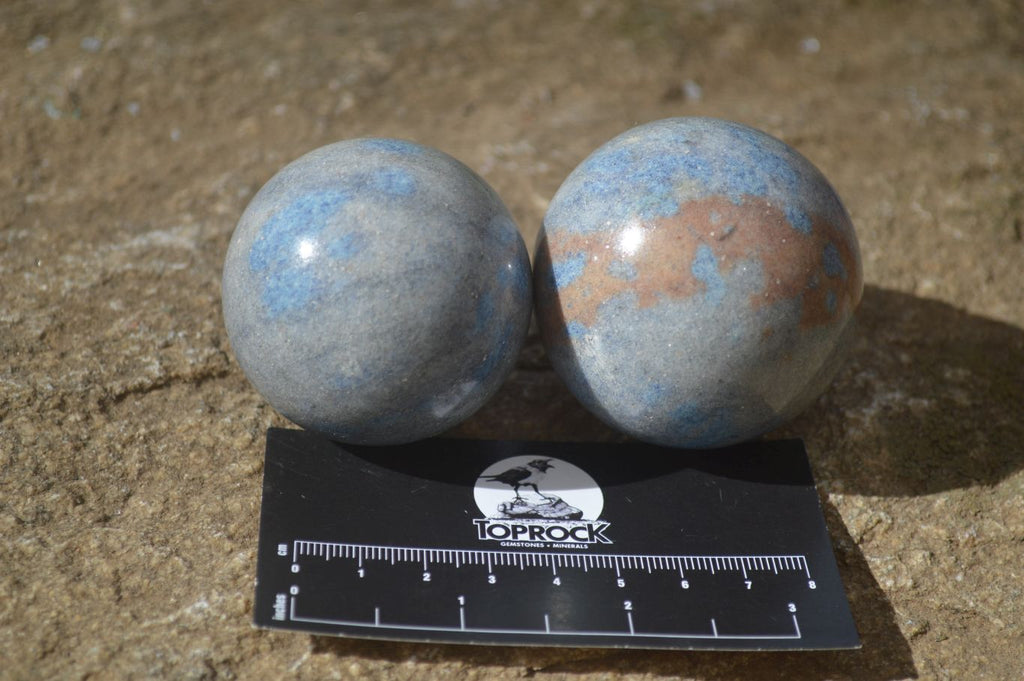 Polished Blue Spotted Spinel Quartz Spheres x 6 From Madagascar - Toprock Gemstones and Minerals 