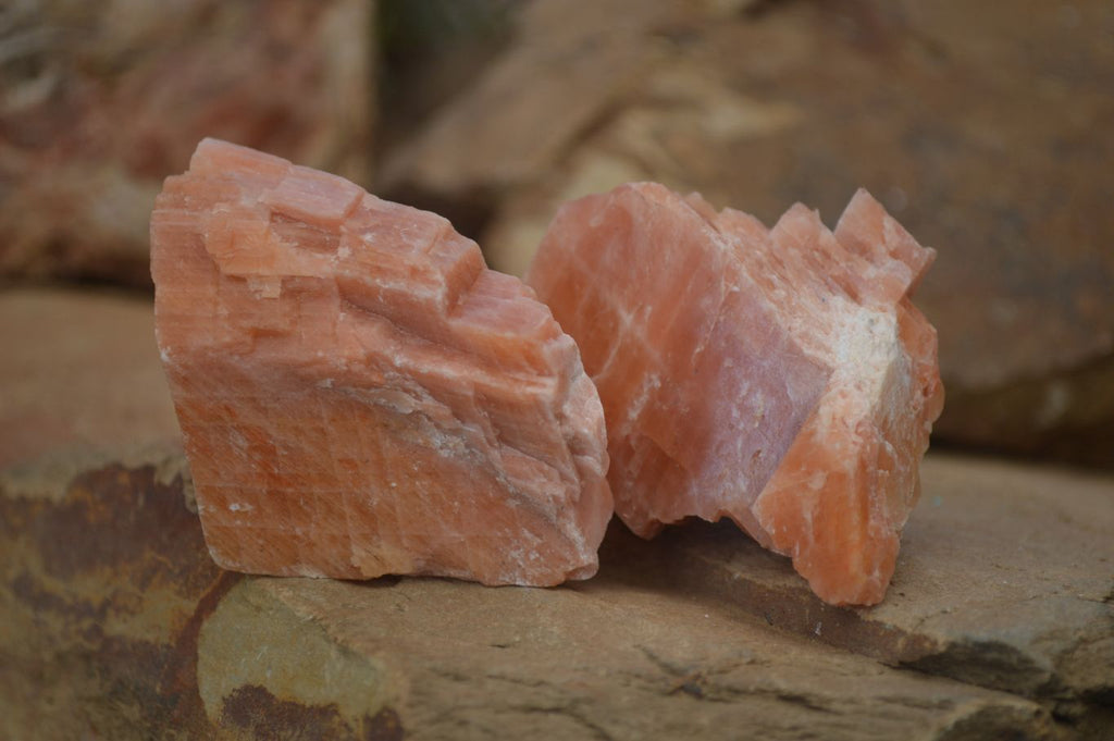 Natural New Sunset Orange Calcite Specimens  x 24 From Spitzkop, Namibia - Toprock Gemstones and Minerals 