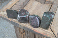 Polished Fluorescent Ruby Corundum In Chrome Verdite Free Forms x 4 From Zimbabwe - Toprock Gemstones and Minerals 