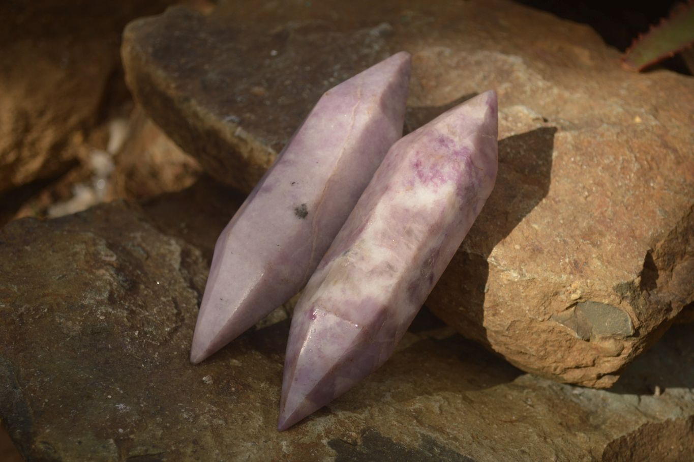 Polished  Double Terminated Purple Lepidolite Points  x 4 From Mozambique - Toprock Gemstones and Minerals 