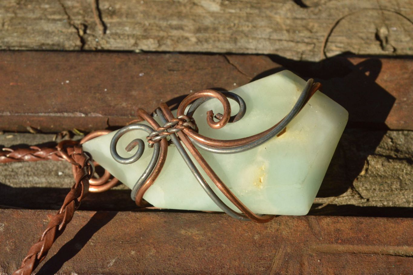 Polished Blue Smithsonite Aragonite Pendants Wrapped In Copper & Metal Wire x 6 From Congo - TopRock