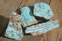 Natural Blue Drusy Coated Chrysocolla & Malachite Specimens x 4 From Congo - Toprock Gemstones and Minerals 