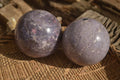 Polished  Purple Lepidolite Spheres With Rubellite On One  x 2 From Zimbabwe - Toprock Gemstones and Minerals 
