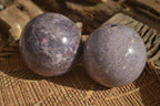 Polished  Purple Lepidolite Spheres With Rubellite On One  x 2 From Zimbabwe - Toprock Gemstones and Minerals 