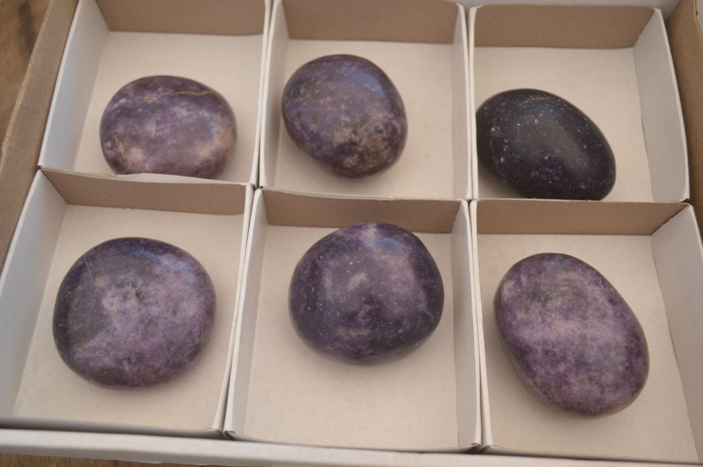 Polished  Purple Lepidolite Palm Stones  x 6 From Zimbabwe - Toprock Gemstones and Minerals 