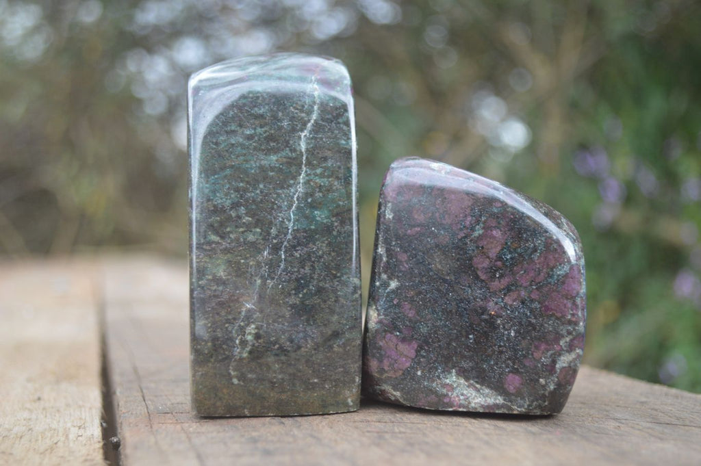 Polished Fluorescent Ruby Corundum In Chrome Verdite Free Forms x 4 From Zimbabwe - Toprock Gemstones and Minerals 