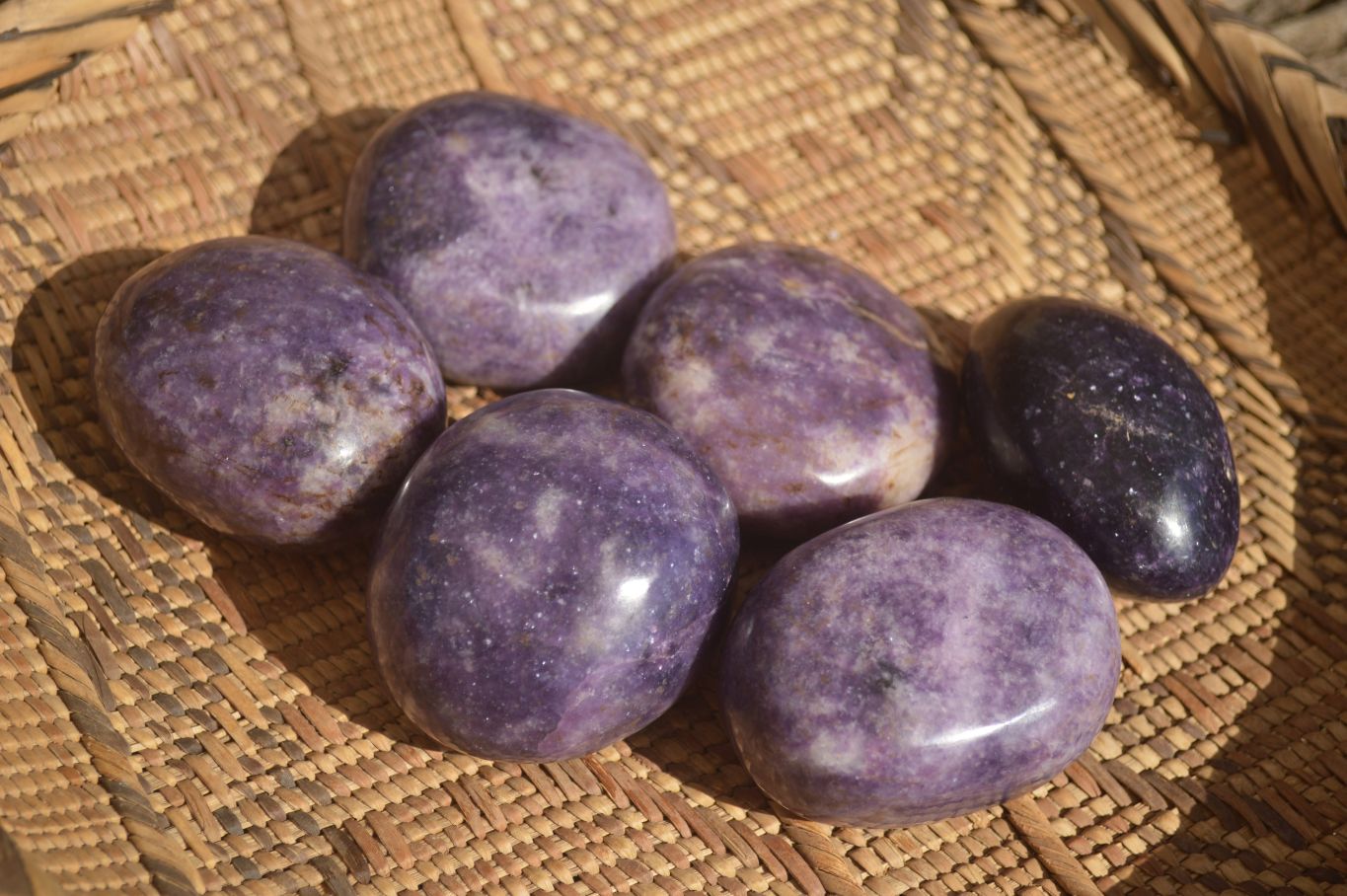 Polished  Purple Lepidolite Palm Stones  x 6 From Zimbabwe - Toprock Gemstones and Minerals 
