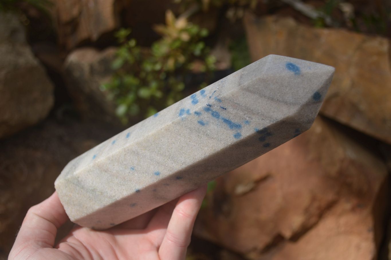 Polished Blue Spotted Spinel Quartz Points x 2 From Madagascar - Toprock Gemstones and Minerals 