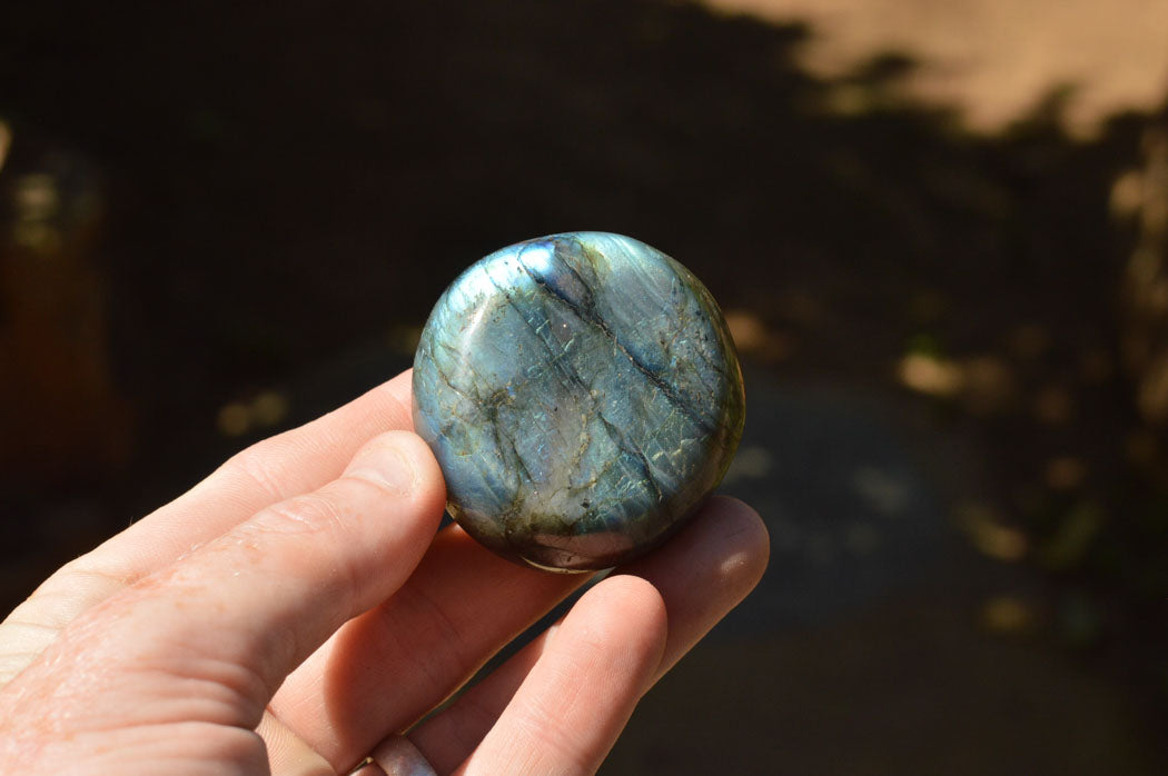 Polished Flashy Labradorite Palm Stones  x 20 From Tulear, Madagascar - TopRock